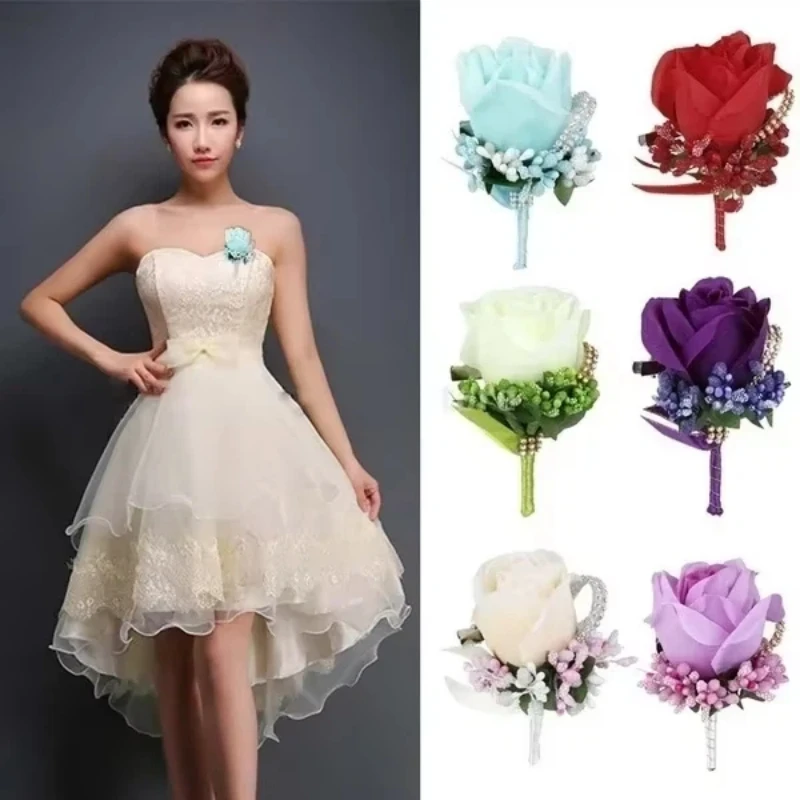 2026 Simulation Silk Rose Groom Corsage Pin Brooch Men's Wedding Suit Flower Decoration Accessories for Bridegroom