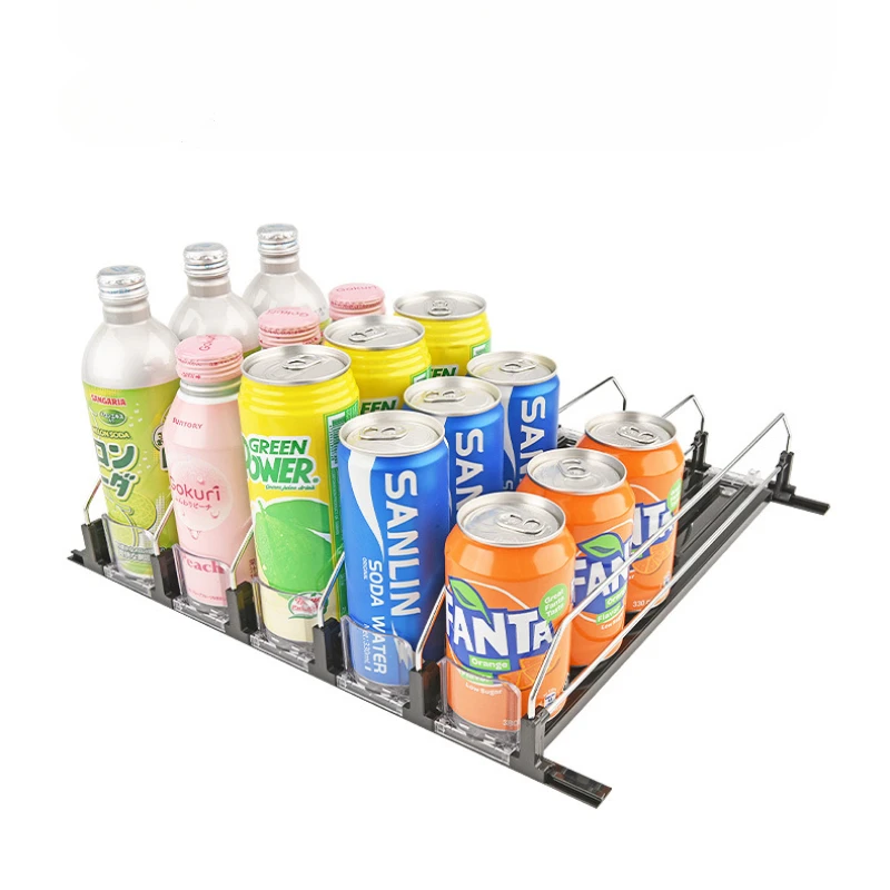 

3 Pcs Drink Organizer for Fridge, Self-Pushing Soda Can Organizer for Refrigerator, Width Ajustable Drink Dispenser for Frid