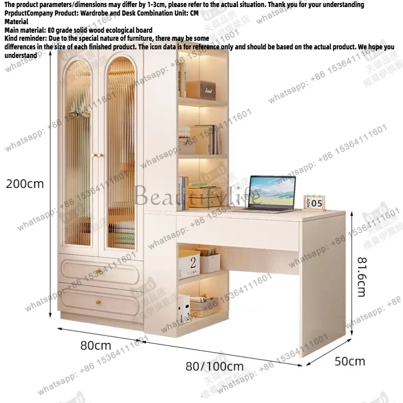 Factory Direct Dressing Rooms Wardrobe Desk Combination Drawers For Clothes Bedroom Wardrobes Wooden Open Clothing Cupboard Home