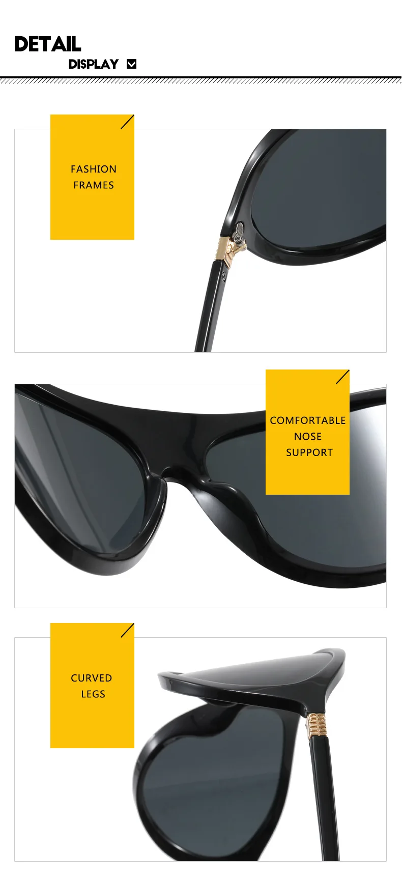 Neue Modemarke: Shield-Sonnenbrille für Damen, Vintage-Bogenrahmen, Übergroße Quadratische Sonnenbrille, Sexy Farbverlauf-Gläser für Damen zum Autofahren – Detail 16