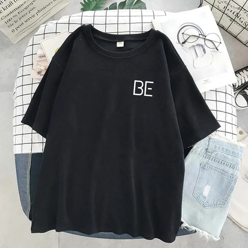 T-shirt estiva a maniche corte per donna magliette grafiche allentate con lettere stampate tutte abbinate Base Casual o-collo Tees Streetwear