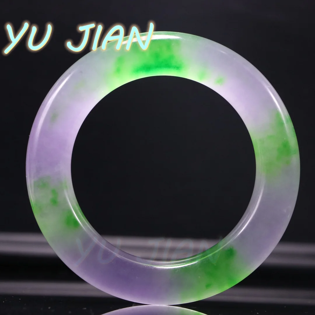 

Exquisite Fragrant Floating Green Flower Jade Bracelet Transparent Perfect Elegant Jadeite Bangles Fine Handring Jewelry