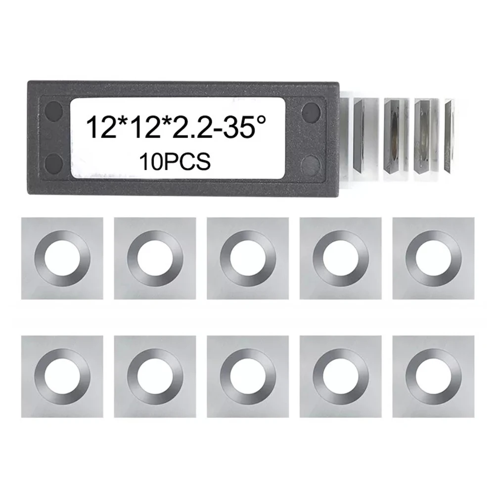 

10pcs Square Carbide Inserts Blades 12x12x2 2mm for Woodworking Lathe and Planer Tools Featuring 35 Degree Bevel and Four Edges