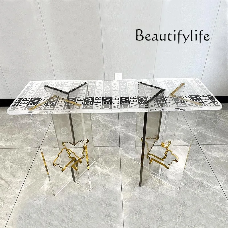 Entrance table Light luxury acrylic foyer decoration table Modern simple long case against the wall