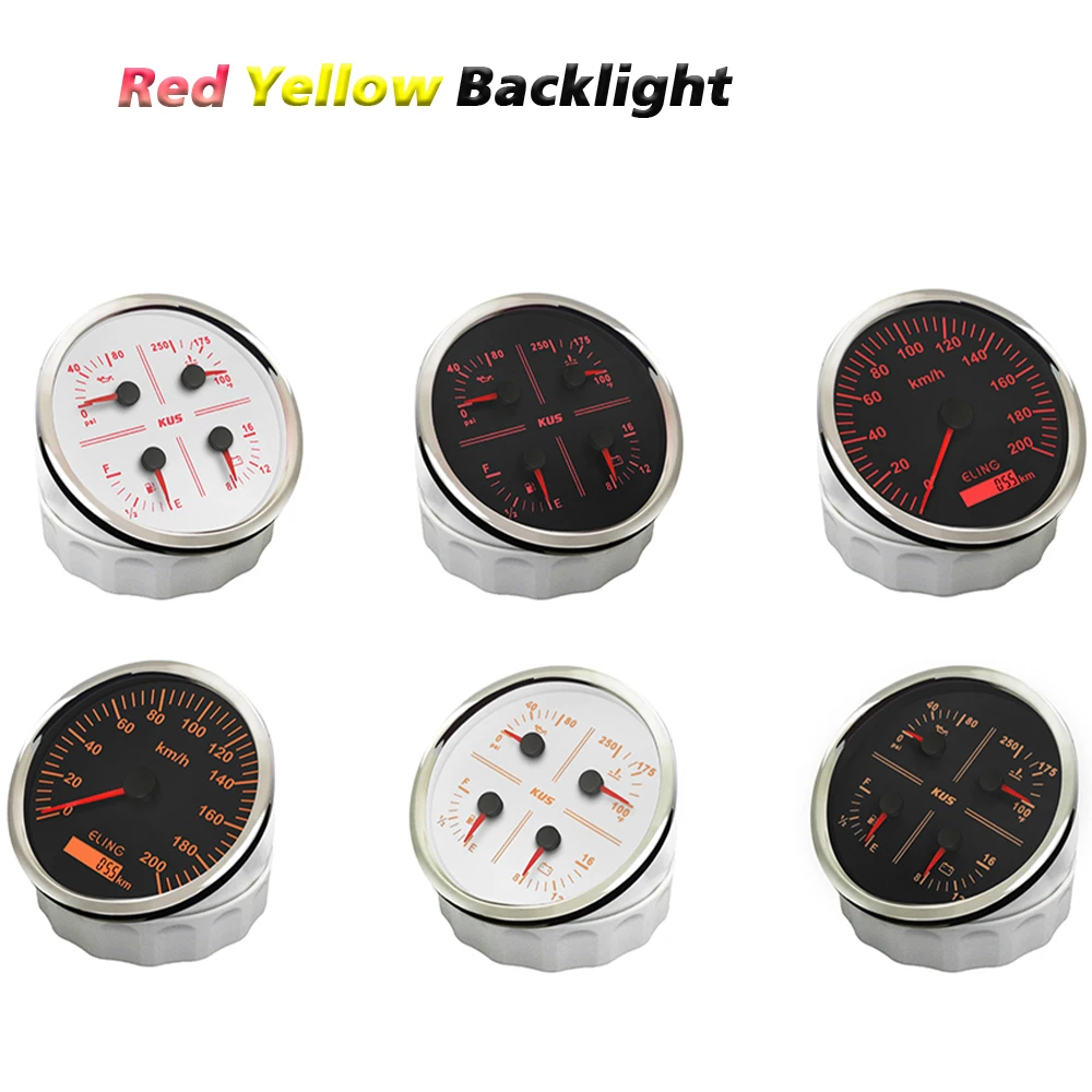 

Rhaxel 110MM GPS Speedometer 0-200KMH Odometer with 4in1 Fuel Level Water Temp Oil Pressure Voltmeter with Backlight for Car