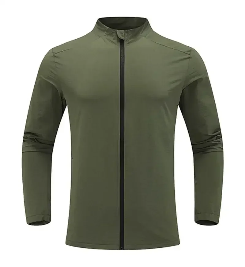 2024 Spring Autumn Running Training Sports Jacket Men Zipper Stand Collar Top Stretch Slim Long Sleeve Shirt Gym Fitness Jacket