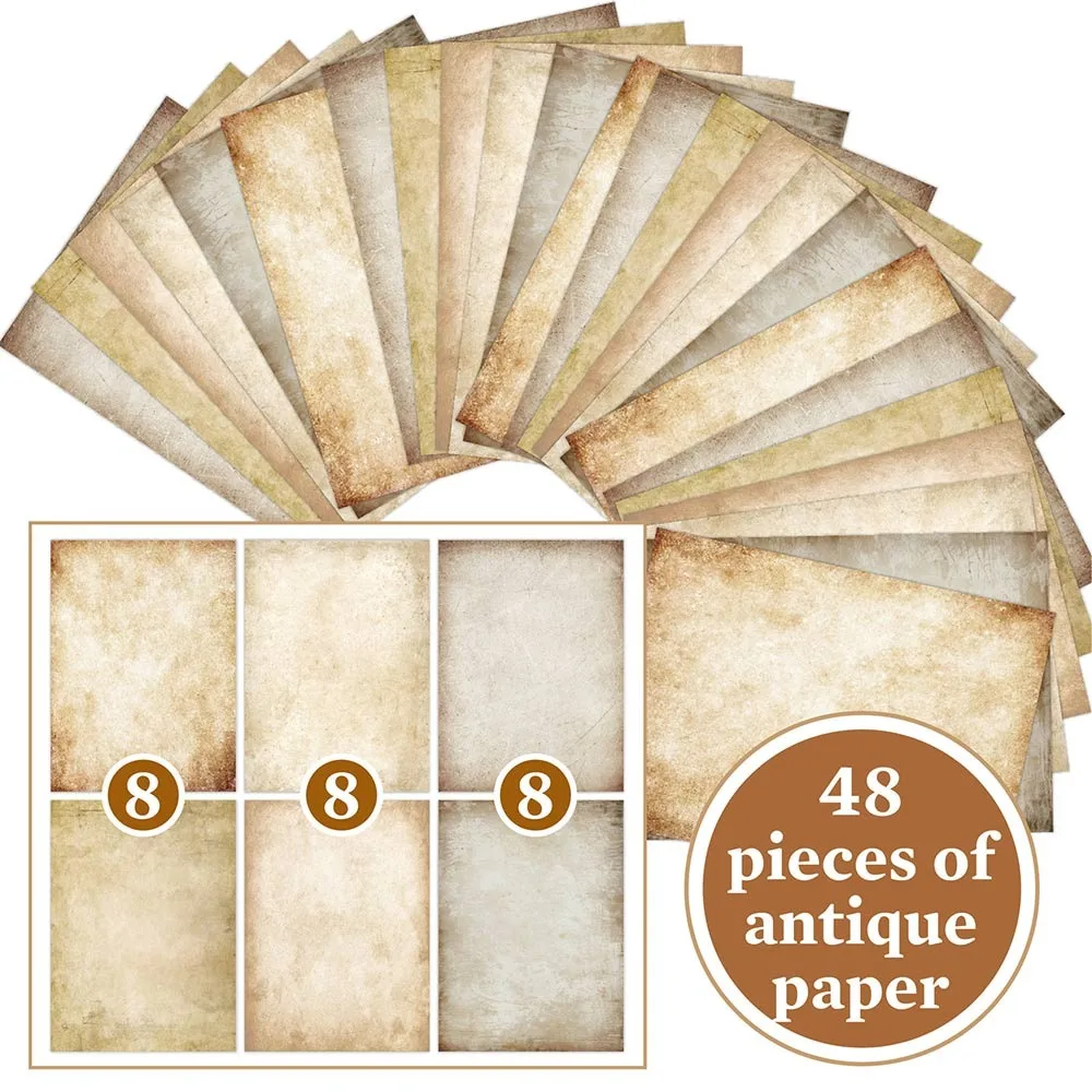 

48PCS Retro A4 Letter Paper Double Sides Brown Printing Paper Craft DIY Scrapbooking Writing Paper Scrapbook