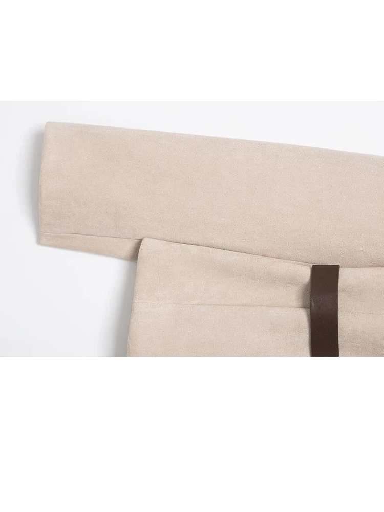 HH Moda Feminina Cropped Camurça Texturizada Blazer Com Cinto 2025 Single-Breasted O-Neck Mangas Compridas Decorar Jaquetas de Rua