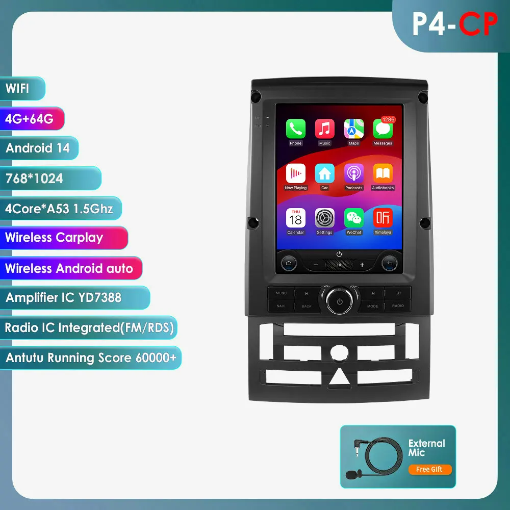 Hizpo 9.7 Wireless CarPlay Android Auto autoradio voor Peugeot 407 SW CC 2004 - 2011 multimediaspeler GPS head unit 4G WIFI 8-core