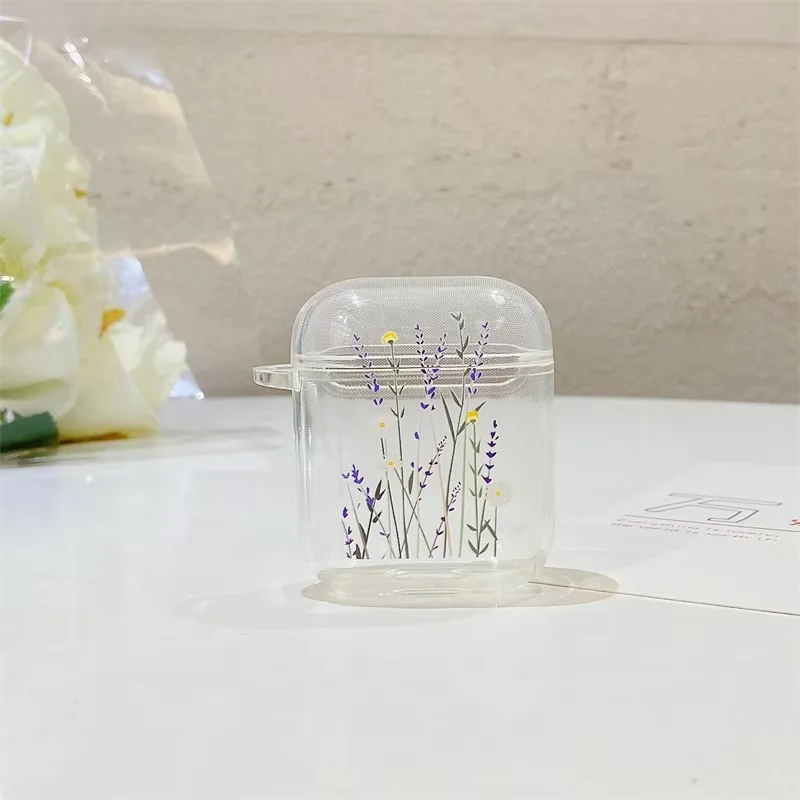 Art Flower Earphone Case For Apple Airpods 1/2 Case Transparent Floral Cover For Apple AirPod Pro Protector Shell
