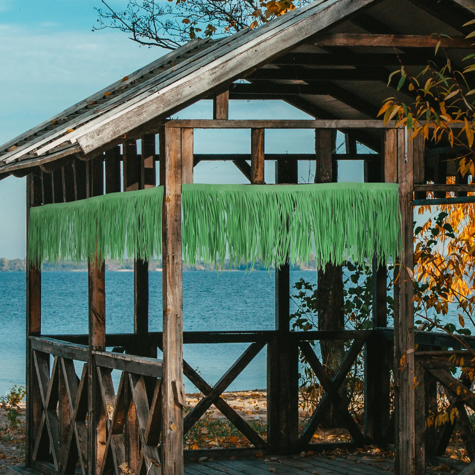 

Simulated Thatch Roofing Artificial Fake Tiles Green Round Plastic Waterproof Sunproof Windproof Garden Decoration Landscaping