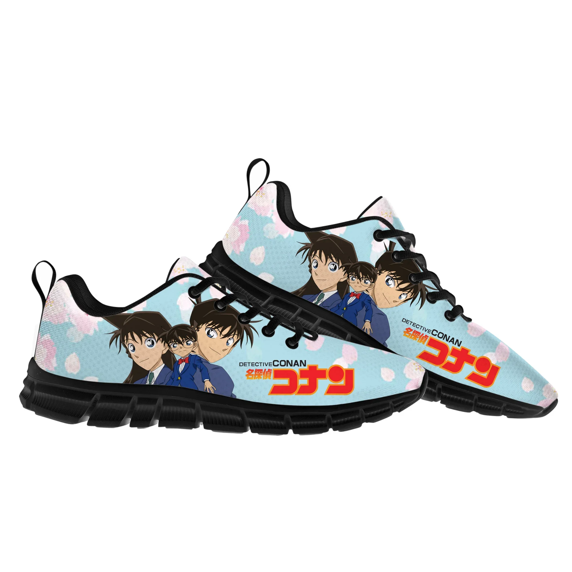 Detective Conan-zapatos deportivos de dibujos animados para hombre, mujer, adolescente, niño, zapatillas personalizadas de alta calidad, calzado informal negro para pareja