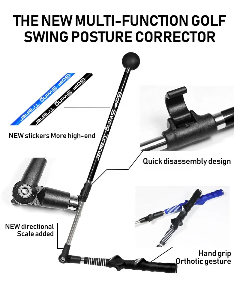 Custom Multifunction Training Aids Collapsible Telescopic Golf Trainer Stick Adjustable Golf Swing Trainer