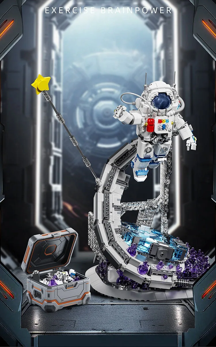 Idea Mega Figures Bausteine Sternenjagd Astronauten Modell Weltraumforschung Konstruktions-Baustein Lernspielzeug mit Licht – Detail 5