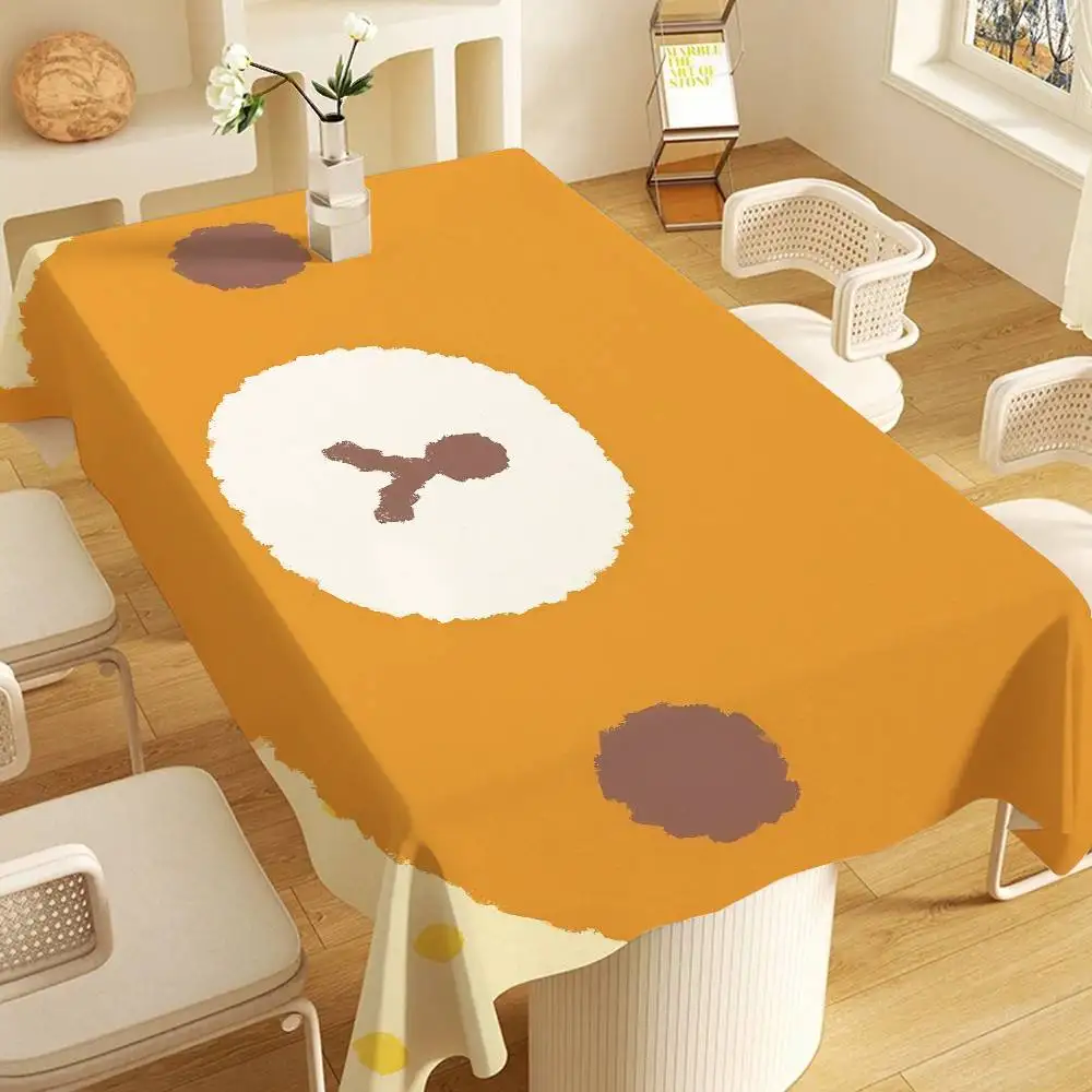 Cartoon Rilakkuma Kawaii Rectangular Tablecloths Washable Wedding Party Kitchen Dining Living Room Birthday Decoration Table