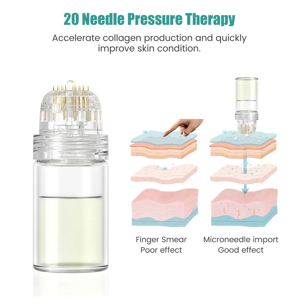 0.25mm Derma Cartridge Hydra 20Pin Micro Needle Tips Derma Needles Skin Care Bottle Stamp Serum Injection Reusable Microneedling