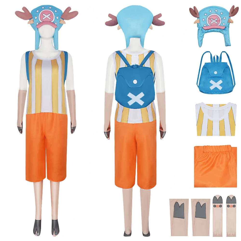 Tony Tony Chopper Kostiumy Cosplay Top Hat Spodnie Torba Anime Role Paly Uniform Halloween Karnawał Party Garnitur Dla Mężczyzn Kobiet