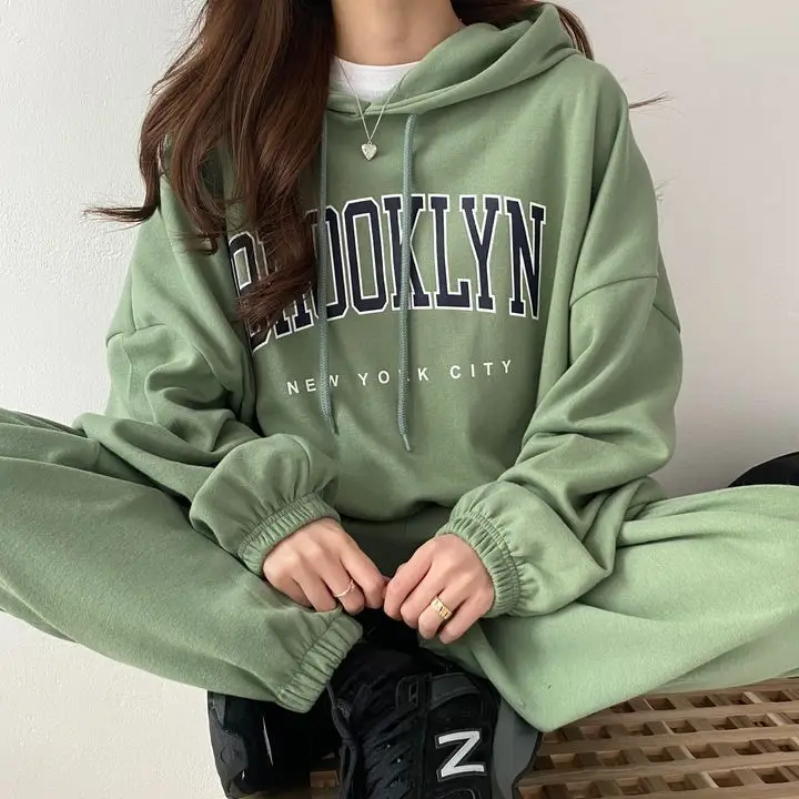 Spring Women Cotton Sweatshirt Suit Oversized Sets Female Loose Sweatshirt + Long Pants Suits Short Sets Conjuntos De Pantalón