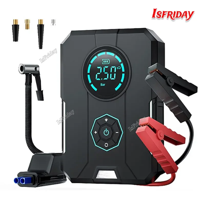 

5 In 1 Car Jump Starter Air Pump Power Bank Portable Air Compressor Cars Battery Starters Starting Auto Tyre Inflator