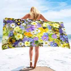 Flowers Large Microfiber Beach Towels,Super Absorbent Sand Free Towels Quick Dry Lightweight Microfiber Hawaiian Pool Towels