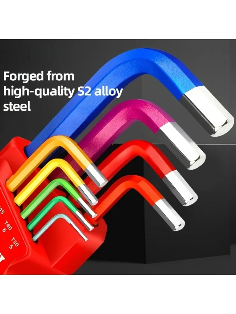 AliExpress NONE 9pcs Industrial Hex Key Set, Ball End, Color Coded Allen Wrenches, Heavy Duty for Automotive, Machinery, Bike &Motorcycle Repair