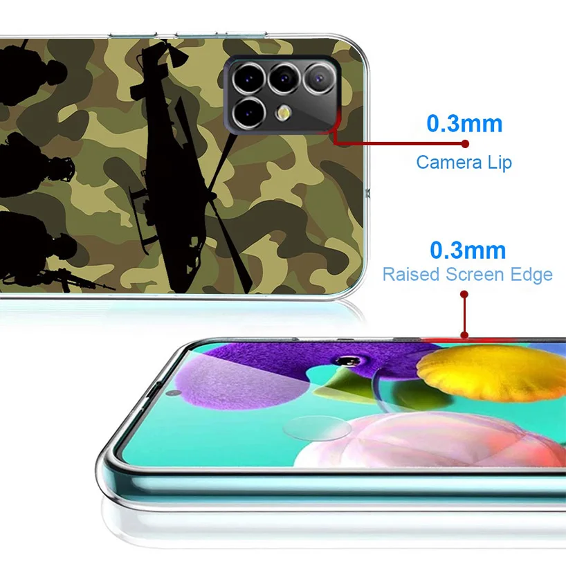 Casing ponsel militer kamuflase, untuk Samsung Galaxy A15 A14 A13 A12 A55 A54 A53 A52 A35 A34 A33 A32 A25 A24 A23 A22 A05S A04S A03S