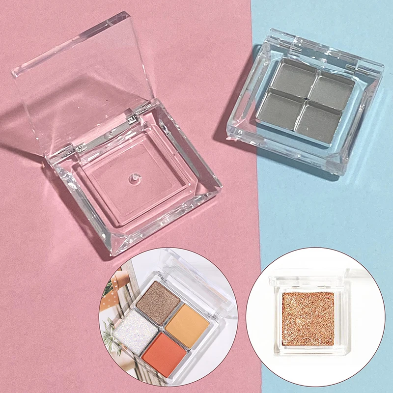 Transparent Empty Sequins Eye Shadow Box Eye Makeup Storage Box Square Mirrored Diy Empty Eyeshadow Dish For Girls