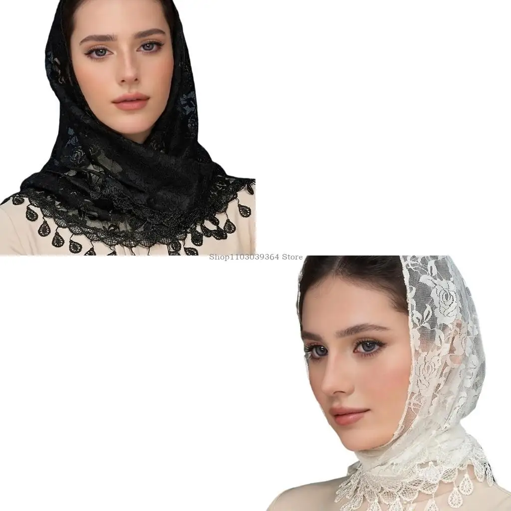 

Кружевая голова шарф Свадебная невеста вуали Мантилья вуали Массовый шал для церковной часовни