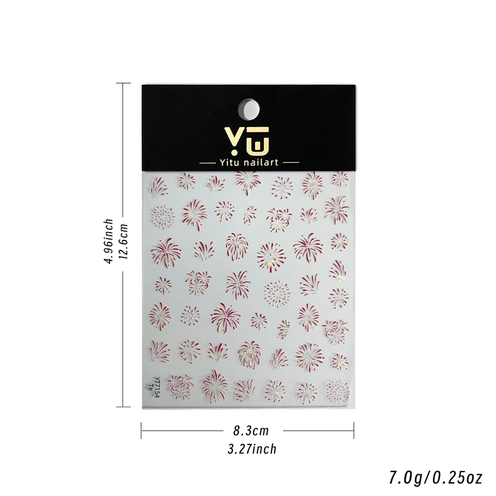 ثلاثية الأبعاد الوردي الأزرق الرائعة الألعاب النارية مسمار الفن ملصقات عيد الميلاد السنة الجديدة المشاعر الشارات الألعاب النارية لاصق المتزلجون مسمار الفن زينة #6