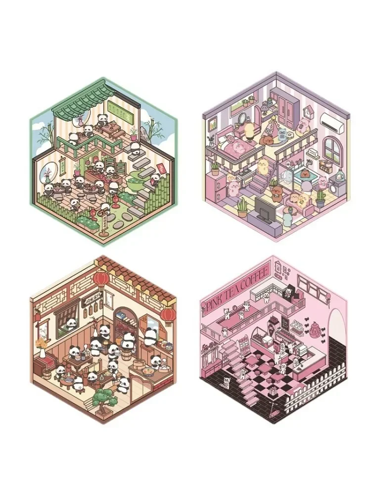 Autocollants 3D mignons d'aménagement paysager de scène Miniature, autocollant tridimensionnel, empilage visuel, cadeau de noël pour étudiant, DIY bricolage