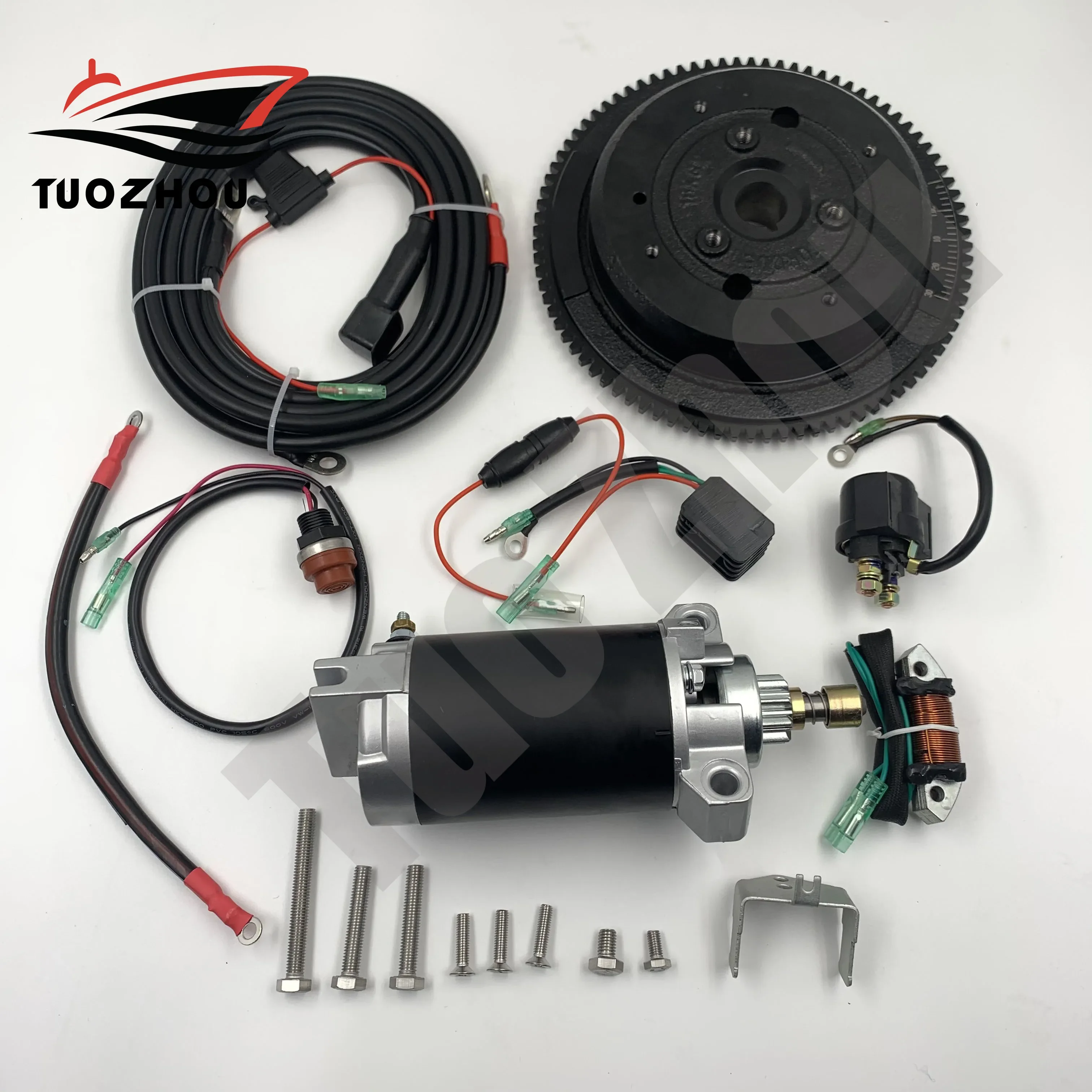 Electric Start Kit For YAMAHA outboard 40HP 2 stroke T40 hand starter refit Electric starter rotor assy starter motor 66T