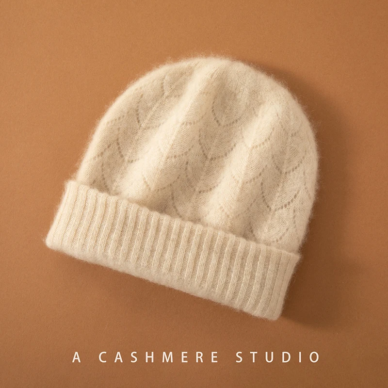 100%Quality Cashmere Knitting Headgears Winter Hats Outdoor Warm Caps Woman Fashion Two-Layer Winddproof Beanies Hat For Women