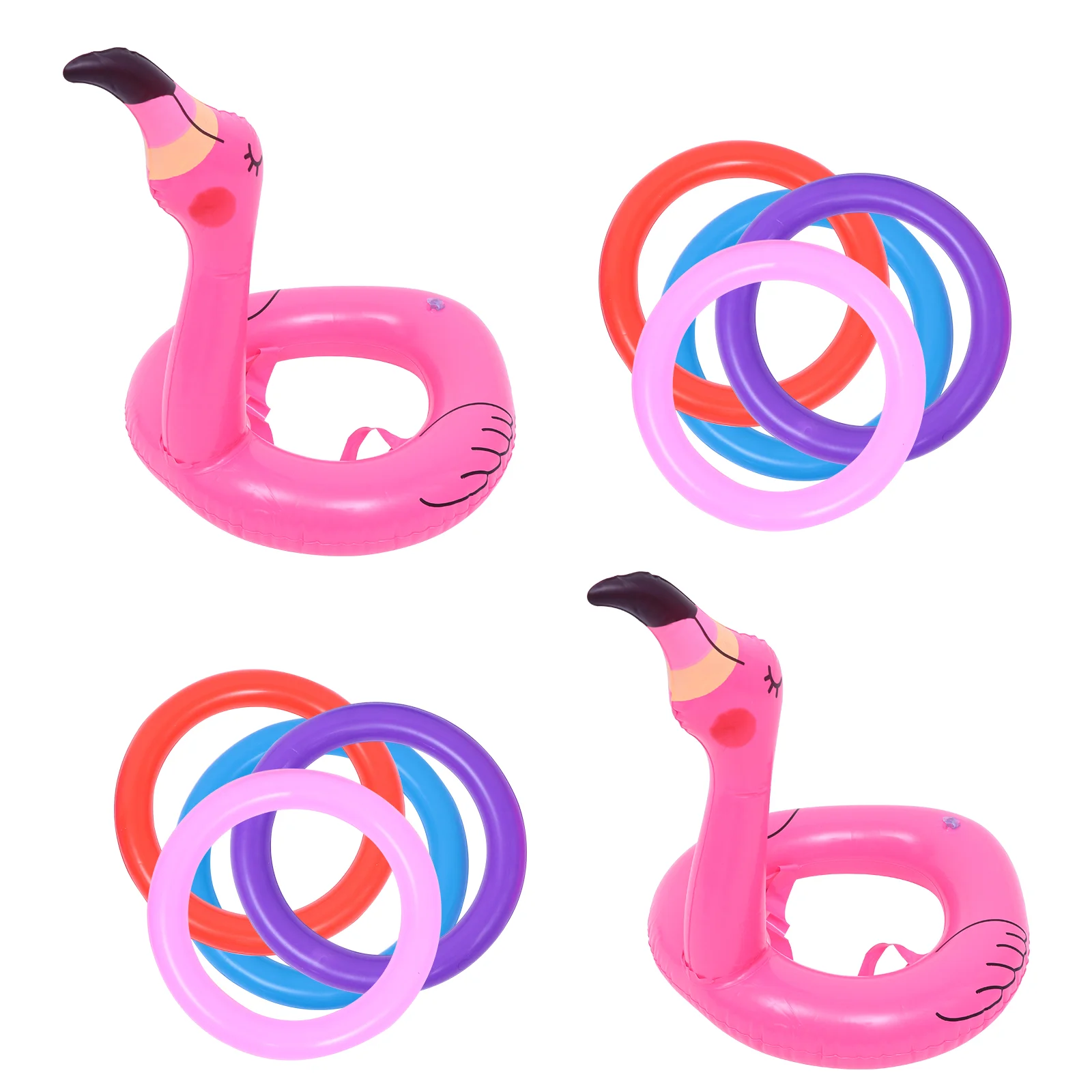 2 Sets Summer Water Toy Beach Flamingo Toss Ferrule Children’s Toys Inflatable Pool Game Tossing Rings for Kids Party Tropical