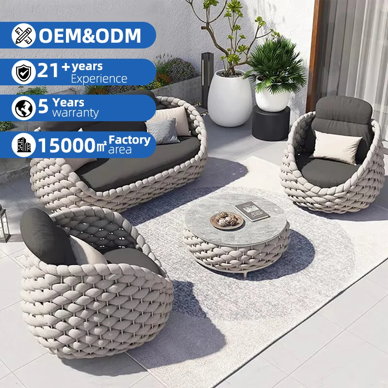 

Private Villa Garden Sofa Hotel Patio Furniture Backyard Garden Sofa Rope Woven Outdoor Furniture Garden Set