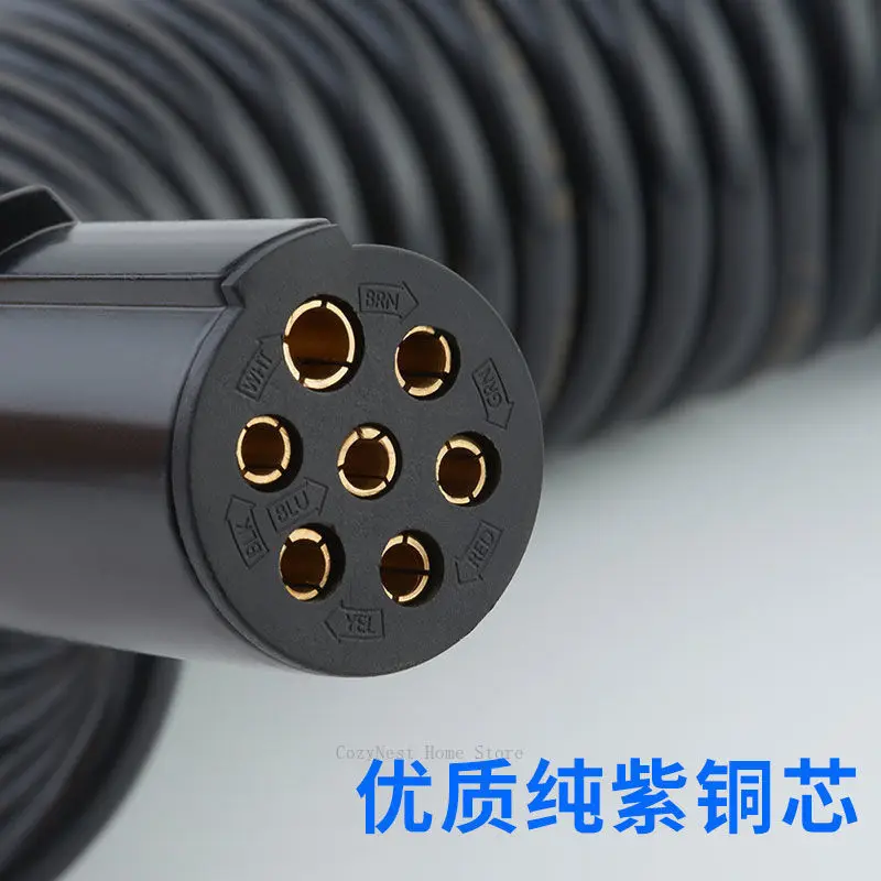 For semi-trailer power connection cable socket 7-core helix 7-hole plug spring cable assembly for tractor and truck J6P