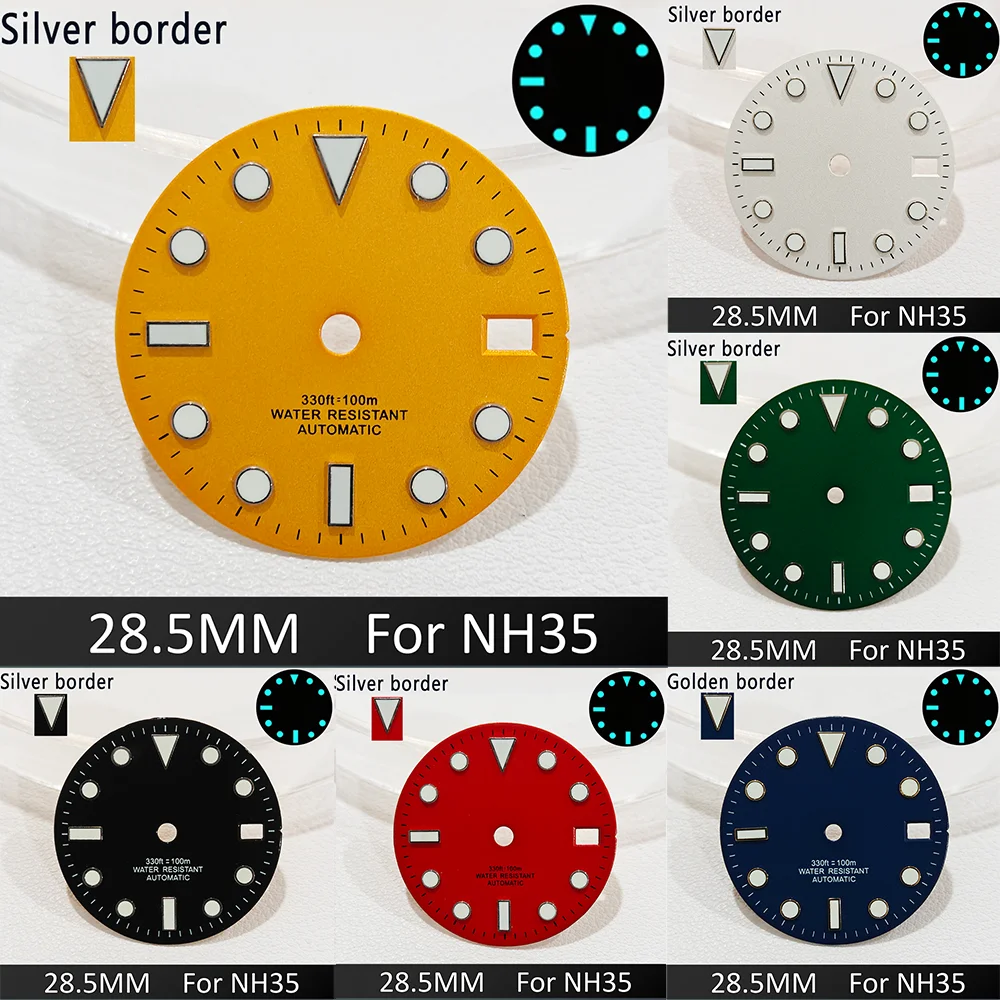 

28.5mm NH35 Dials Blue Luminous Multi-Color Calendar Watch Dial For NH35 Automatic Movement Replace Parts Pointer Accessory ﻿