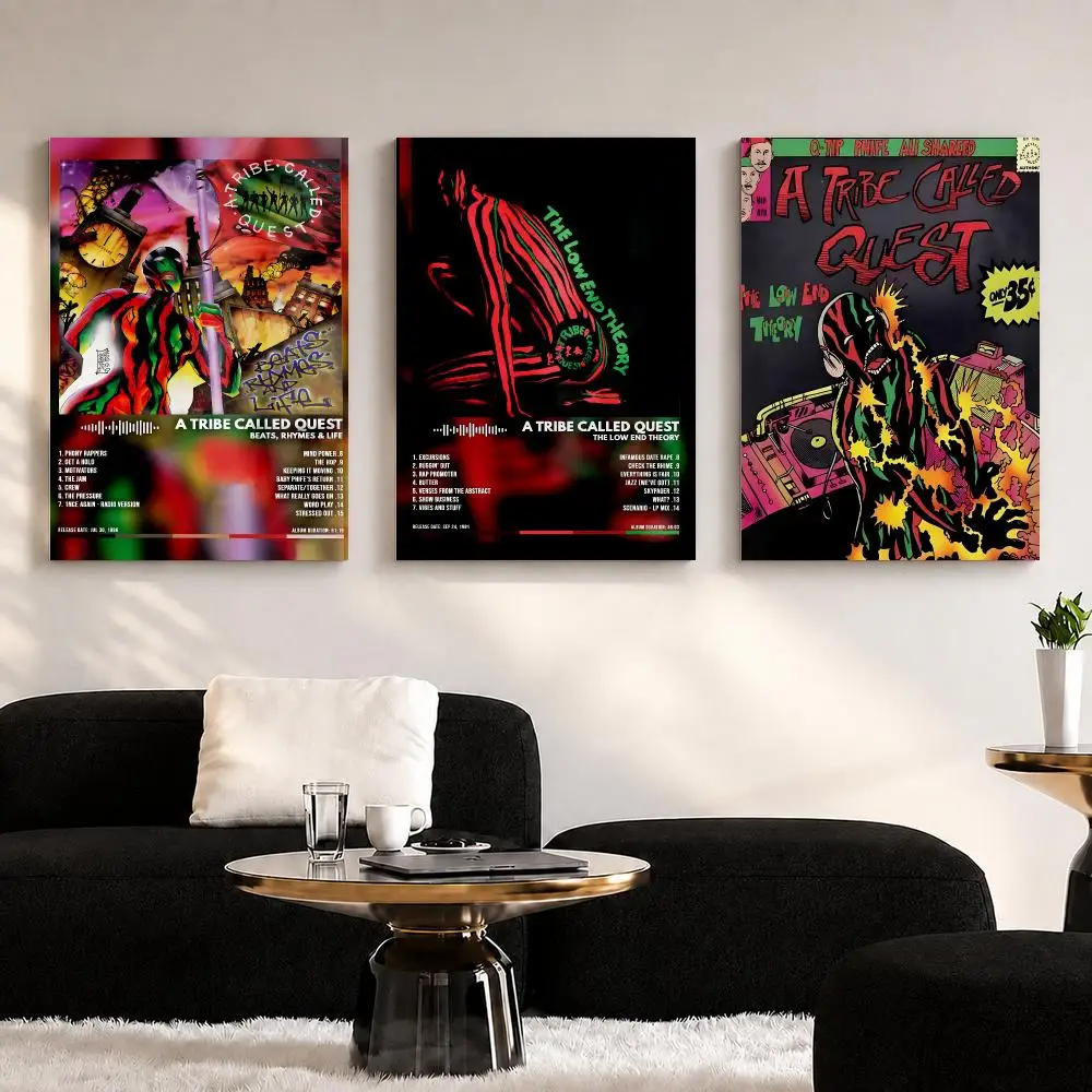 Band Album A T-Tribe C-Called Quest Framed Wall Painting Ready to Hang Canvas Wall Art Poster for Bedroom Living Room Home Decor