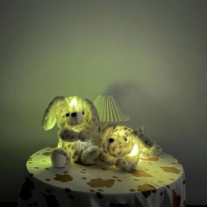 تضيء كلب الهاسكي المحشو الحيوان لينة متوهجة أفخم لعبة جرو مع أضواء ليلية LED سحرية هدية عيد ميلاد للأطفال الصغار