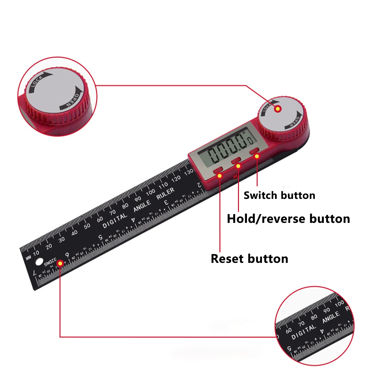 Imagem -02 - Multifunções Grande Tela Display Plástico Transferidor Display Digital Régua de Ângulo Ferramentas Caliper Vernier Caliper em pc