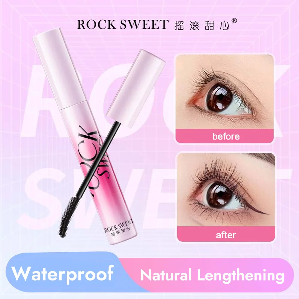 ROCK SWEET Silk Fiber Lighteight Mascara Volumizing & Lengthening Fast Dry Long Lasting Curling Waterproof Non-smudge Mascara