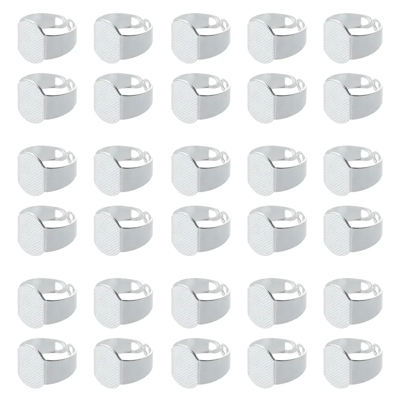

CYL-30 PCS 15 Mm Silver Crafting Oval Adjustable Ring Holder