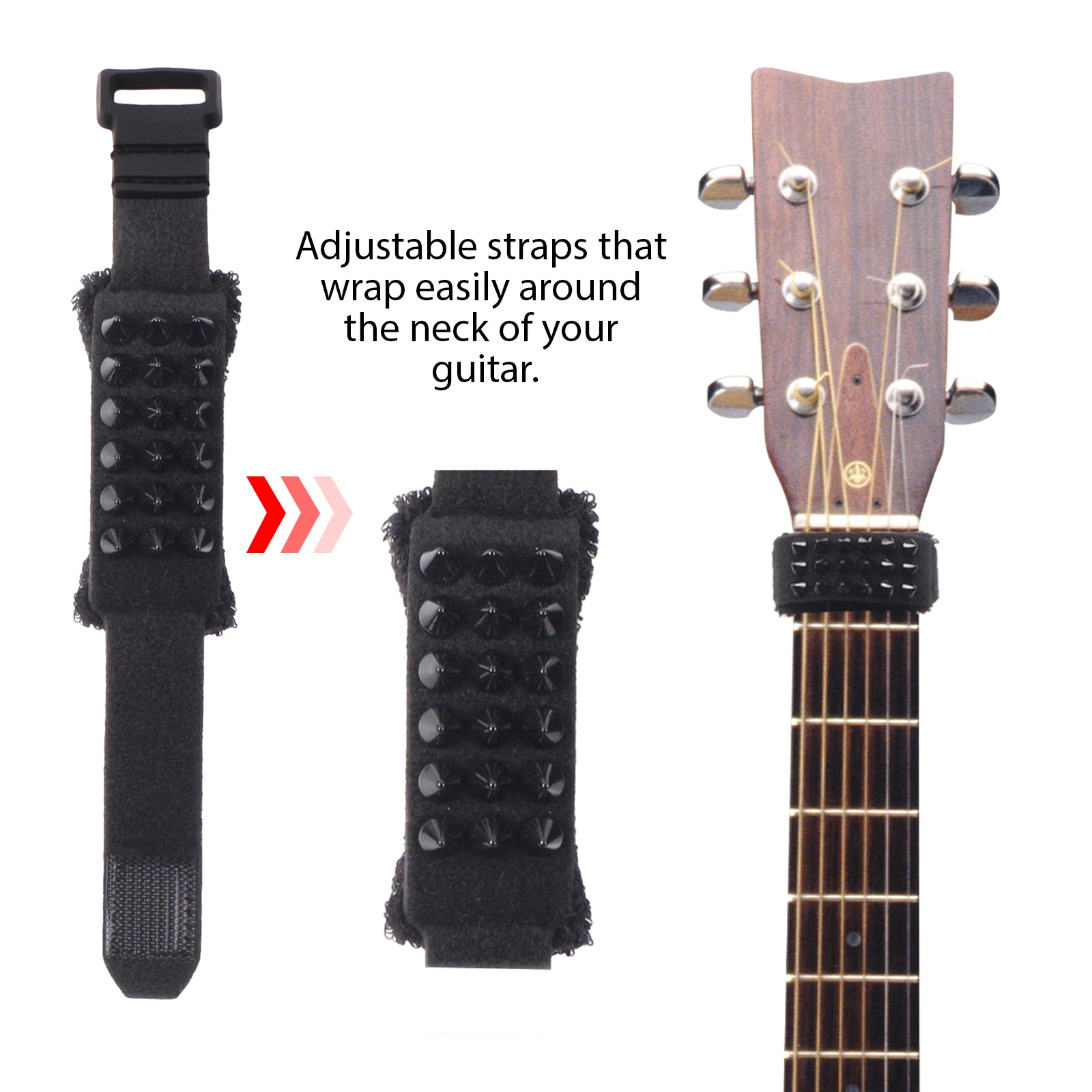 3 Pack Electric Guitar Bass String Muter Guitar Fret Wrap Dampener with Punk Style Rivets Fit for 6-String Guitar Accessories