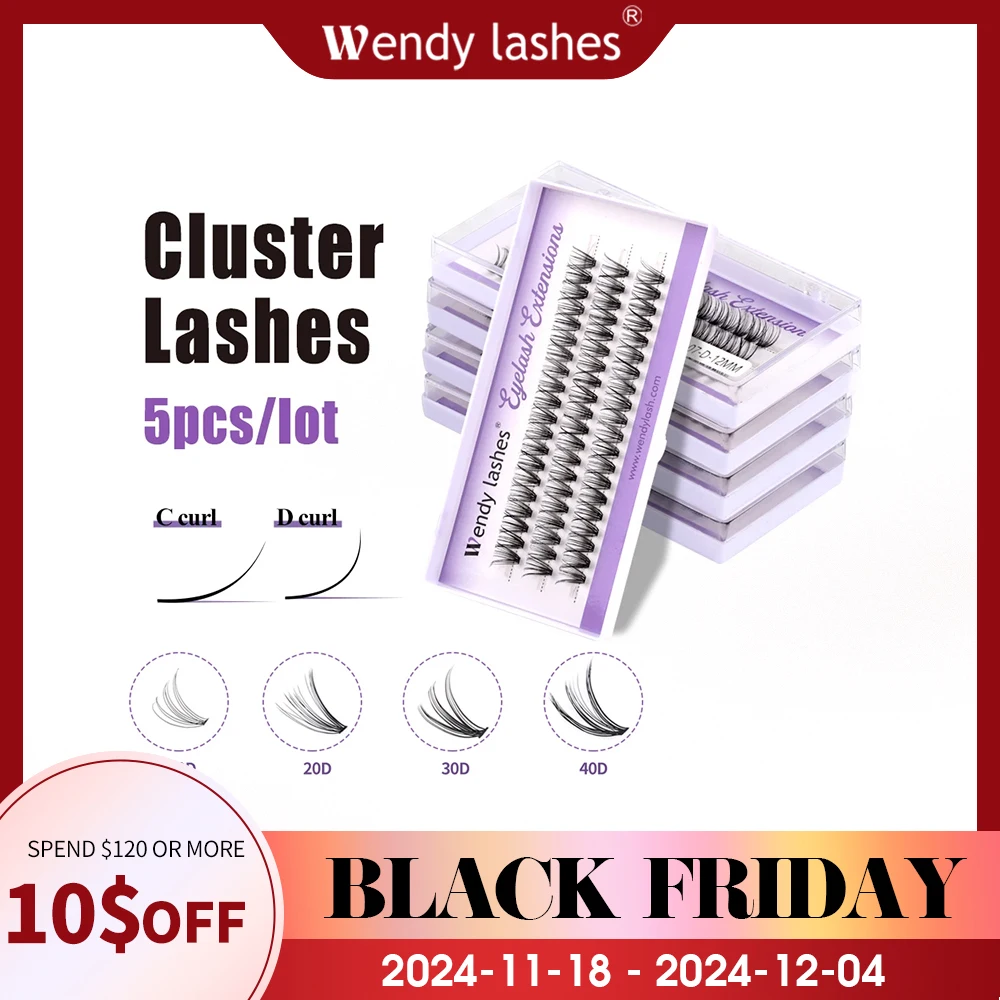 Wendy Lashes 5pcs/Lot Cluster lashes 3 Rows 30D/40D Bundles Natural Style Individual Eyelashes Handmade Supplier