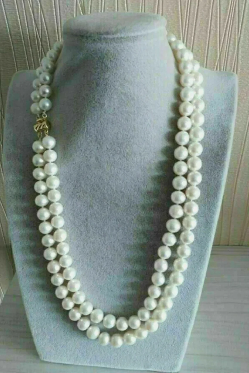 

Fine Jewelry Double Strands AAA 8-9mm Natural Akoya White Pearl Necklace 18" 14k Yellow Gold