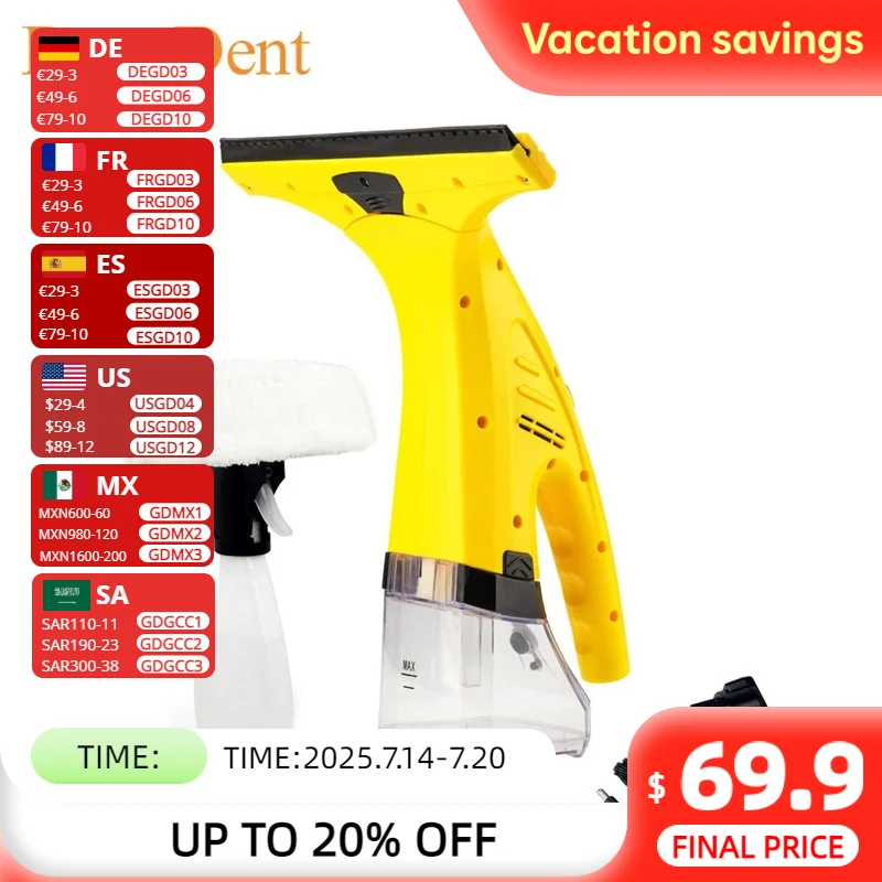 

Electric Window Wiper Glass Cleaning Machine Vacuum Cleaner for Glass and Countertop Scraper Reflector Cleaning For Household