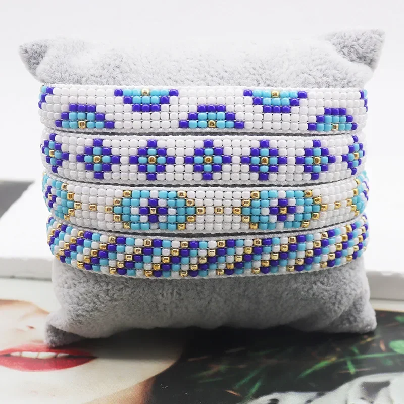 ZGMXR Rice bead bracelet Versatile Geometry Devil's eye  Arrow Hand knitting Bohemia Adjustable Fashion Beaded bracelet set