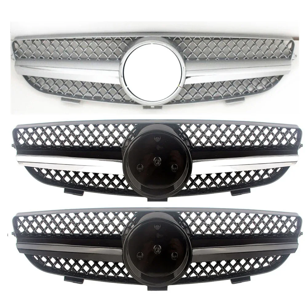 Front Grill Center Hood Grille Bumper For Mercedes-Benz CLK-Class W209 2003 2004 2005 2006 2007 2008 2009 2010 AMG Diamond Style