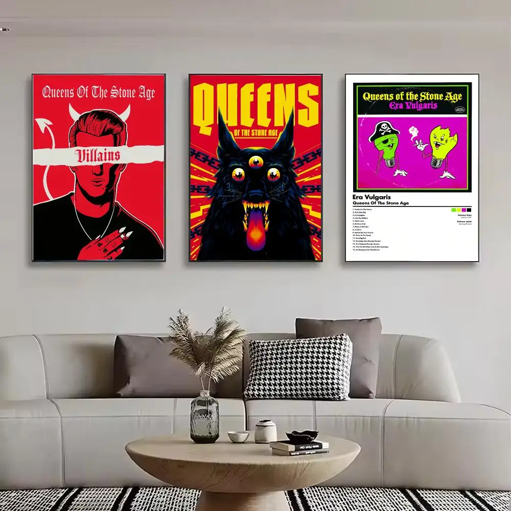 Band Queens Of The Stone Age Painting Calligraphy Stylish Canvas Poster Wall Art for Bedroom Living Room Study Home Decor Gift