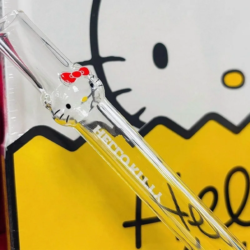 Sanrio Hello Kitty แก้วดื่มแบบใช้ซ้ําได้ฟางการ์ตูนน่ารัก 3D หลอดดื่มสําหรับน้ําผลไม้นมอุปกรณ์เสริม Theme Party Bar เครื่องมือ