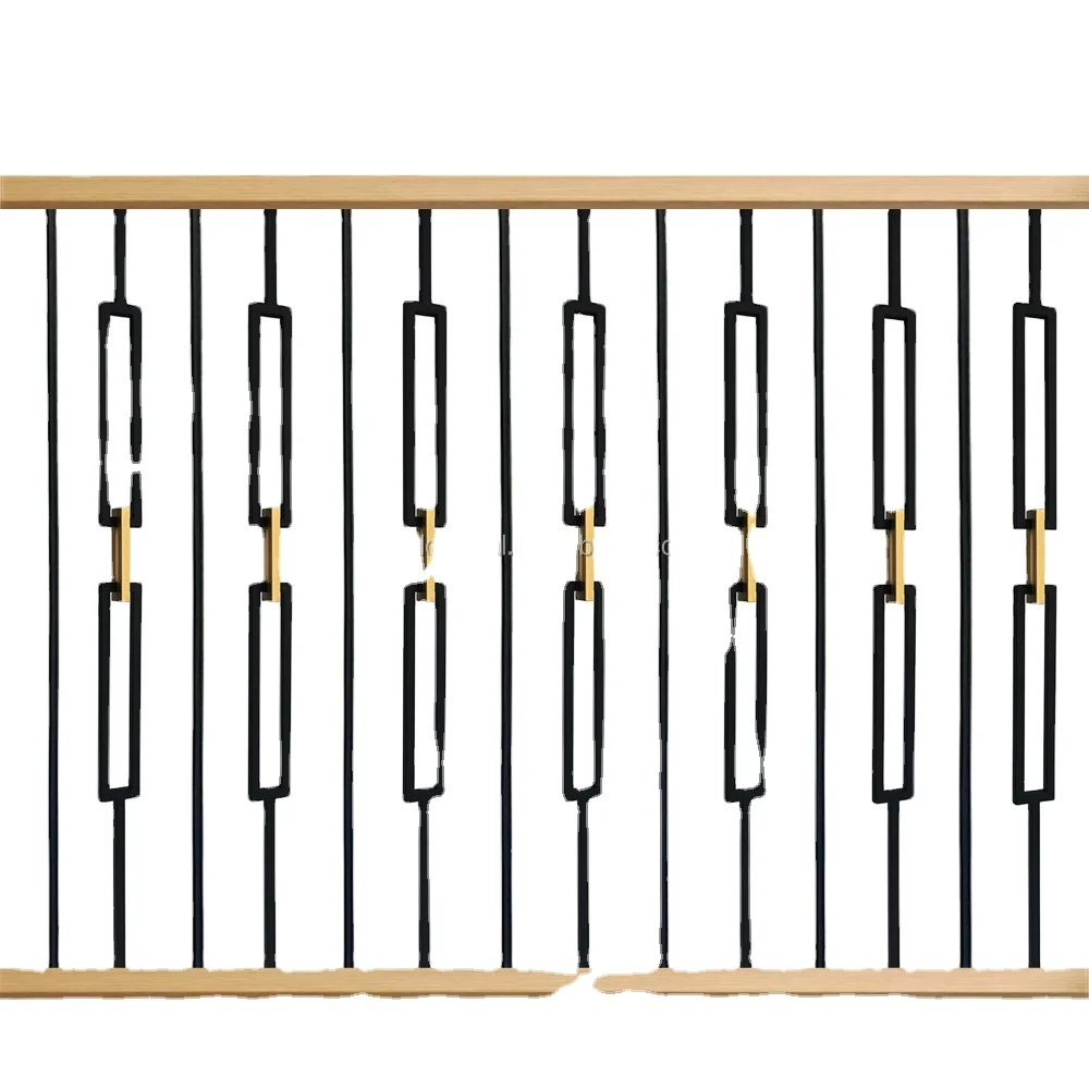 Panel Persegi Panjang Ganda Tipis untuk Interior yang Dapat Disesuaikan dengan Tangga Besi Tempa Rantai Emas dan Tiang Tangga Logam
